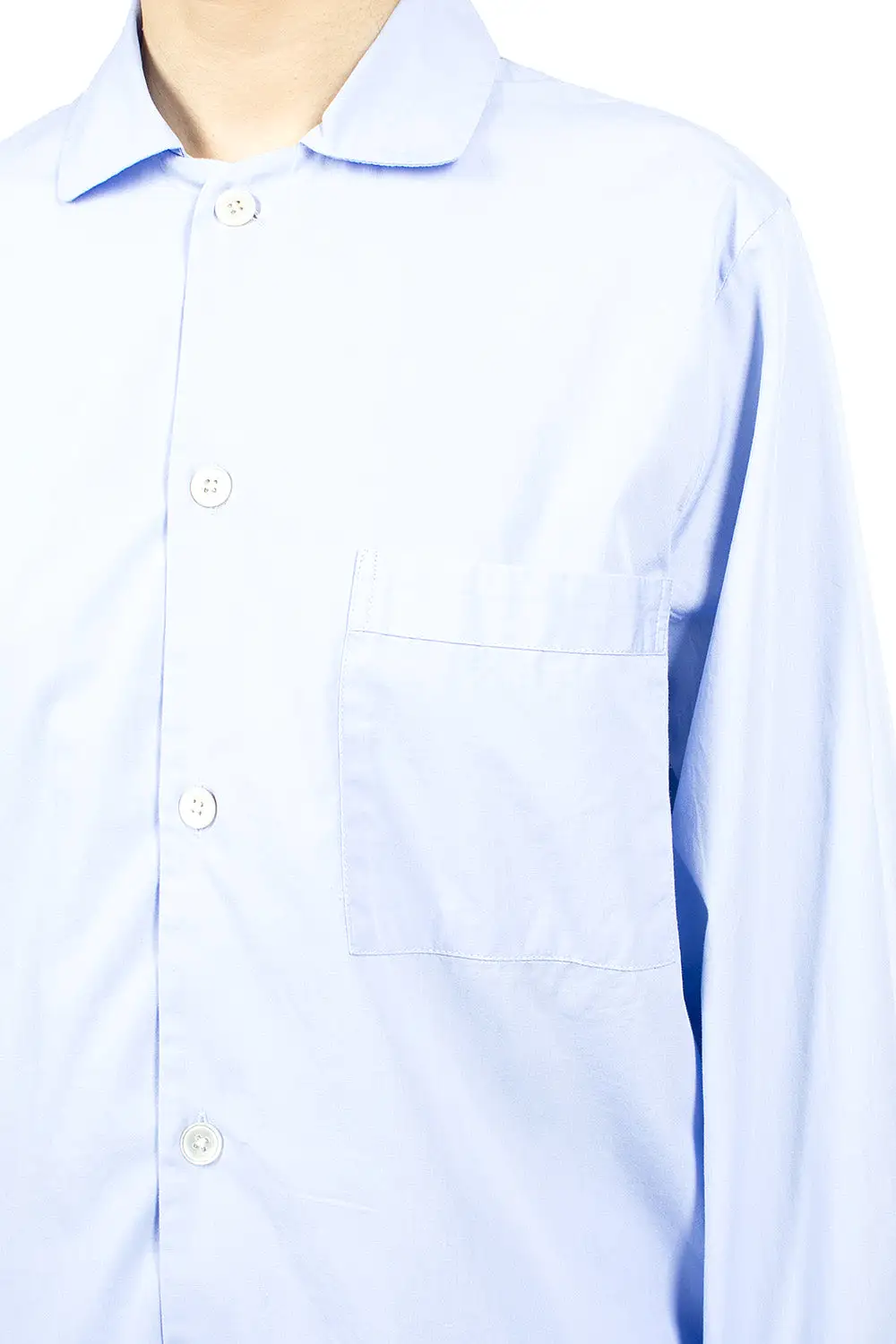 Poplin Pyjama Shirt Pale Clear Blue