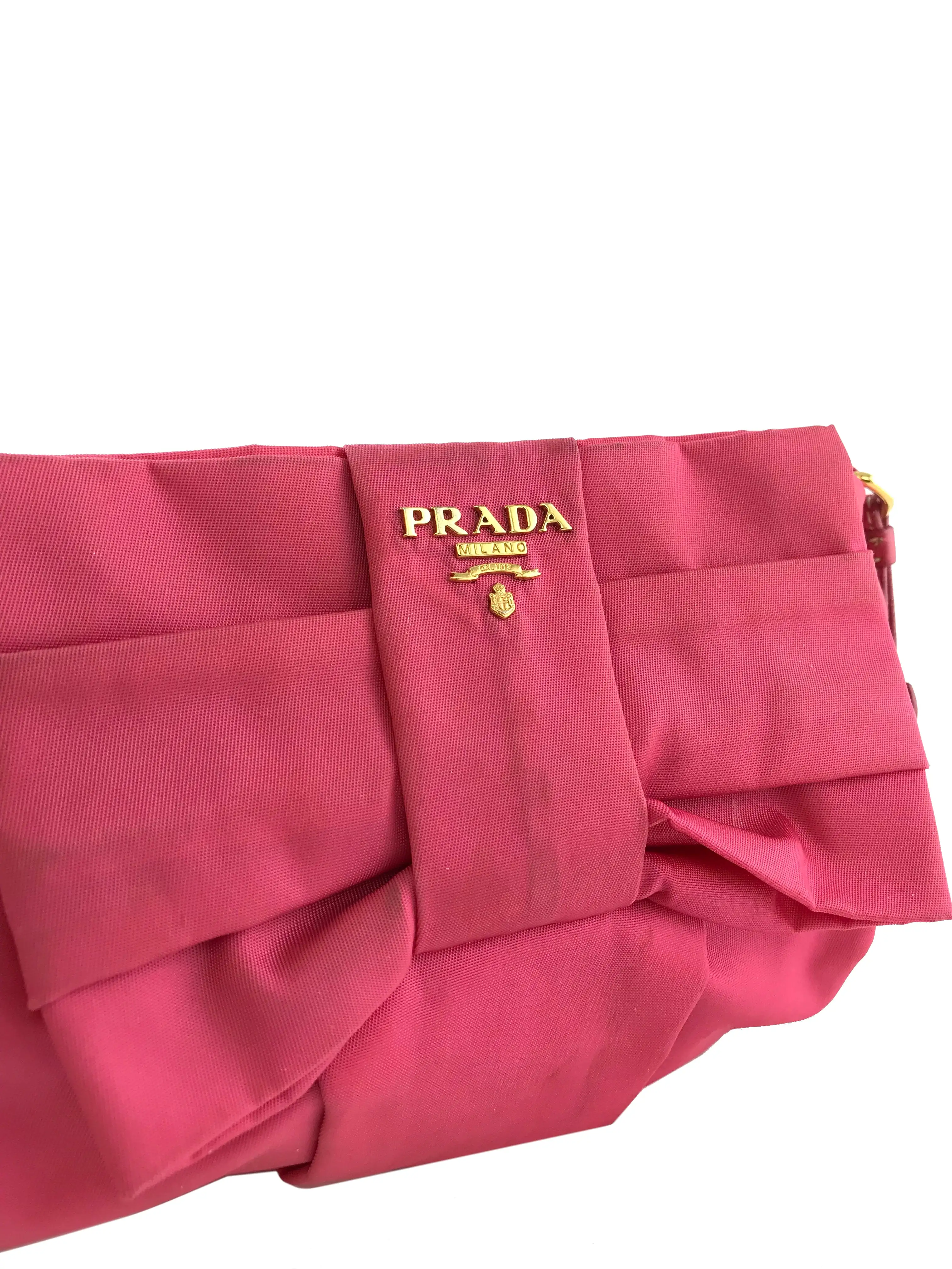 Prada Zip-Top Pleated Satin Wristlet