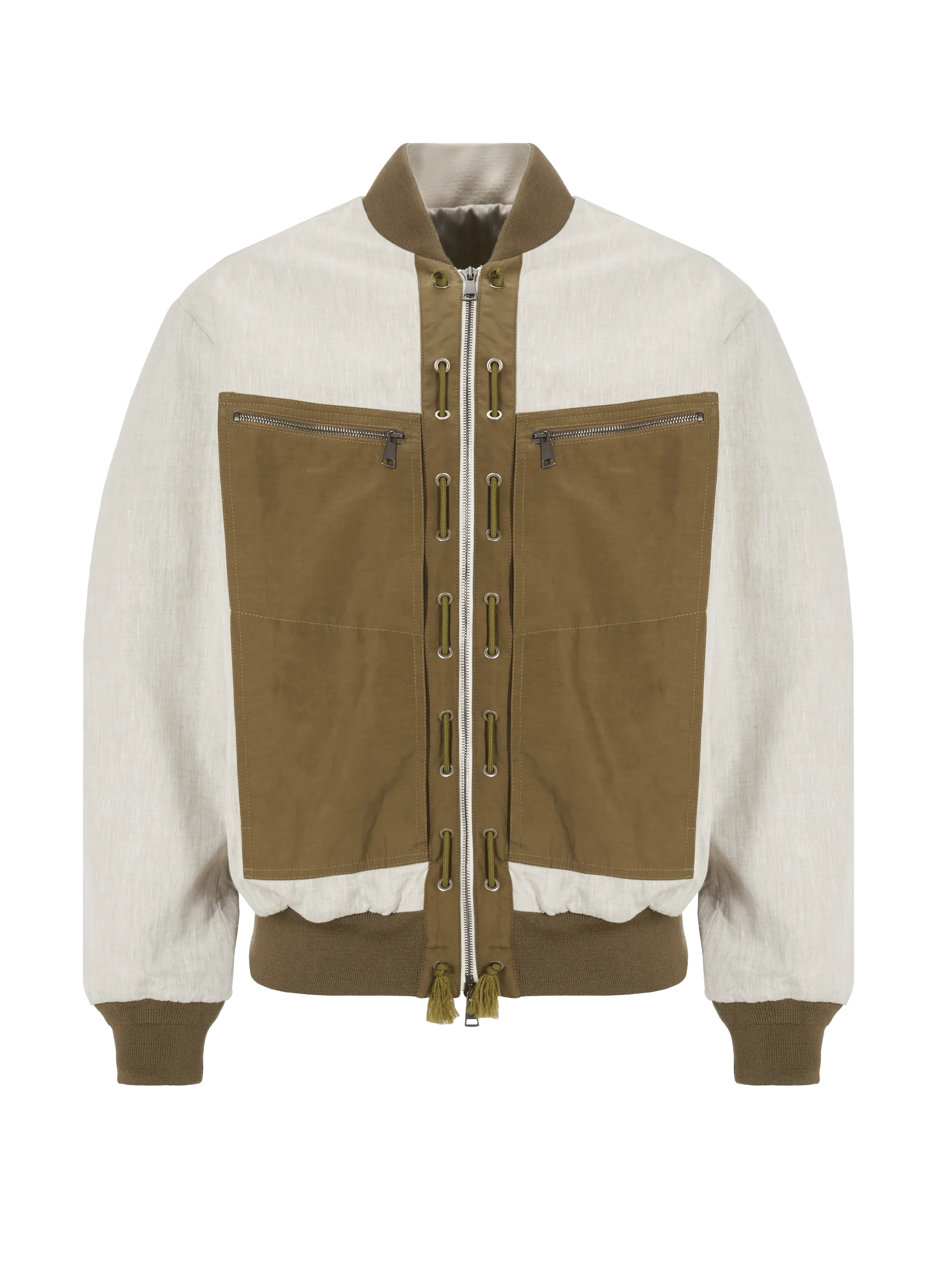 QASIMI  Abhati cotton-blend and linen bomber jacket - Multicolour