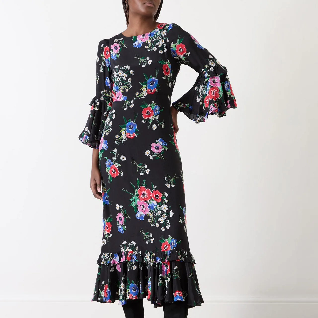 QUEENS OF ARCHIVE Amelie Floral Dress - Black