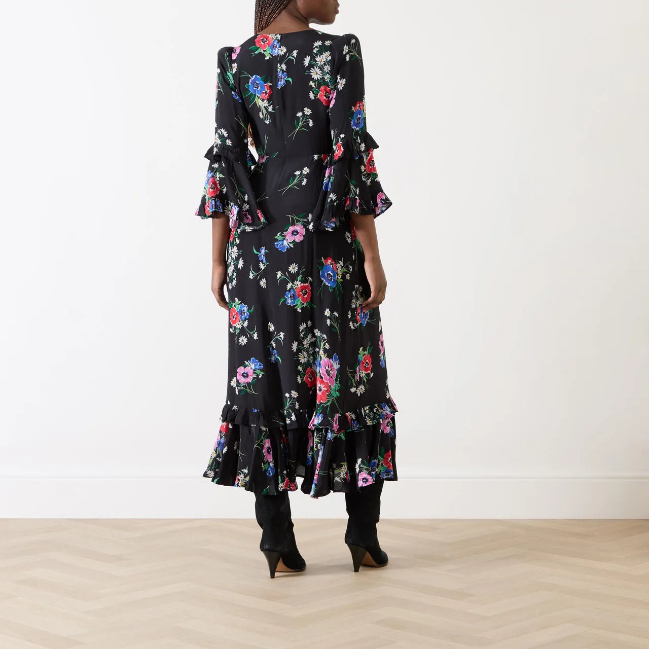 QUEENS OF ARCHIVE Amelie Floral Dress - Black