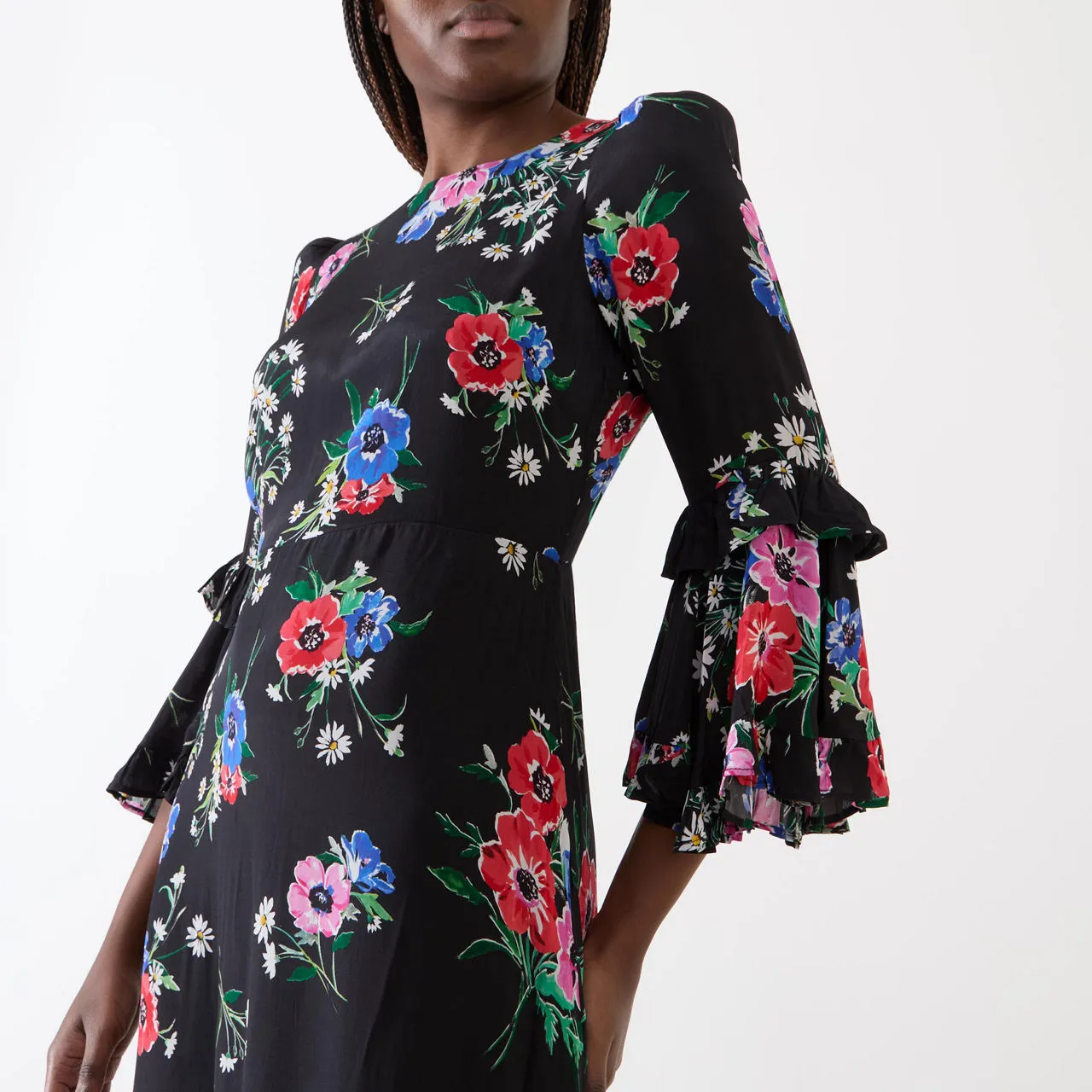 QUEENS OF ARCHIVE Amelie Floral Dress - Black