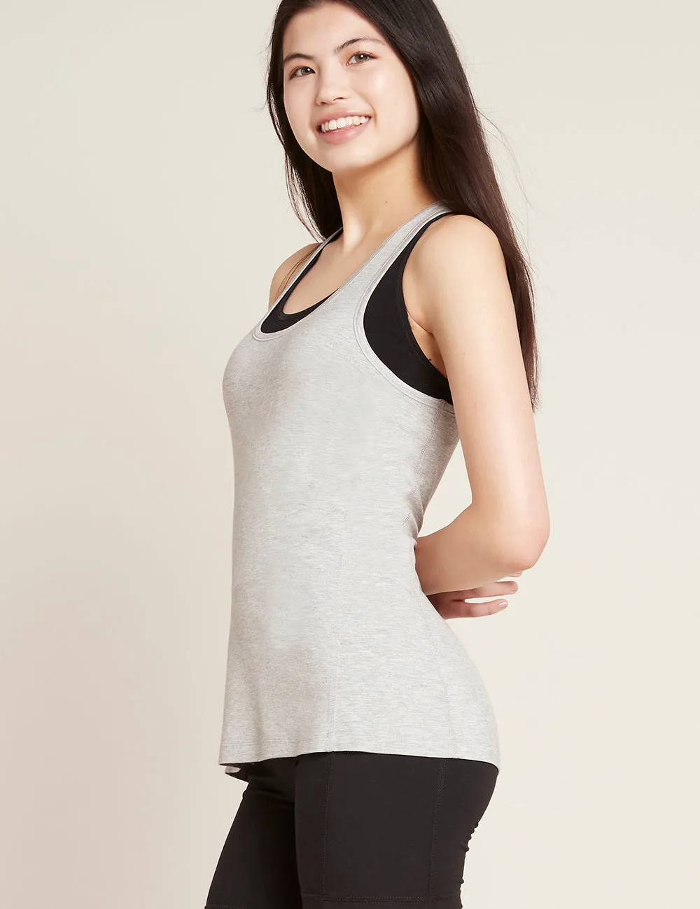 Racerback Active Tank - Light Grey Marl