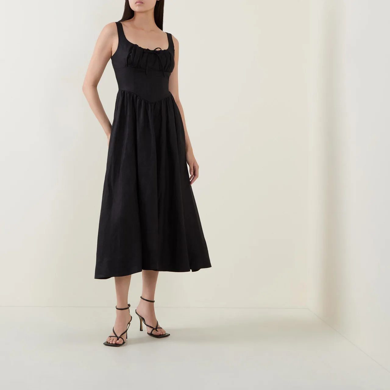 REFORMATION Balia Linen Dress - Black