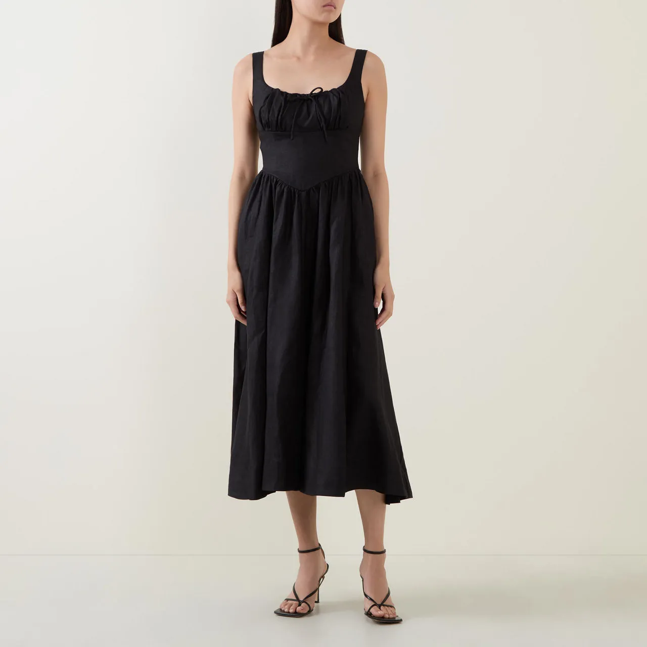 REFORMATION Balia Linen Dress - Black