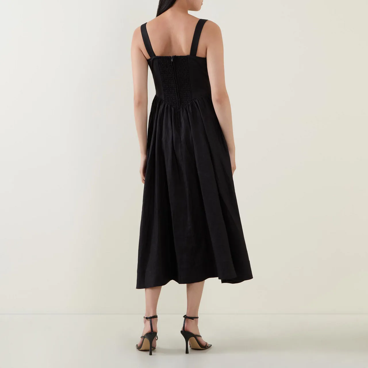 REFORMATION Balia Linen Dress - Black