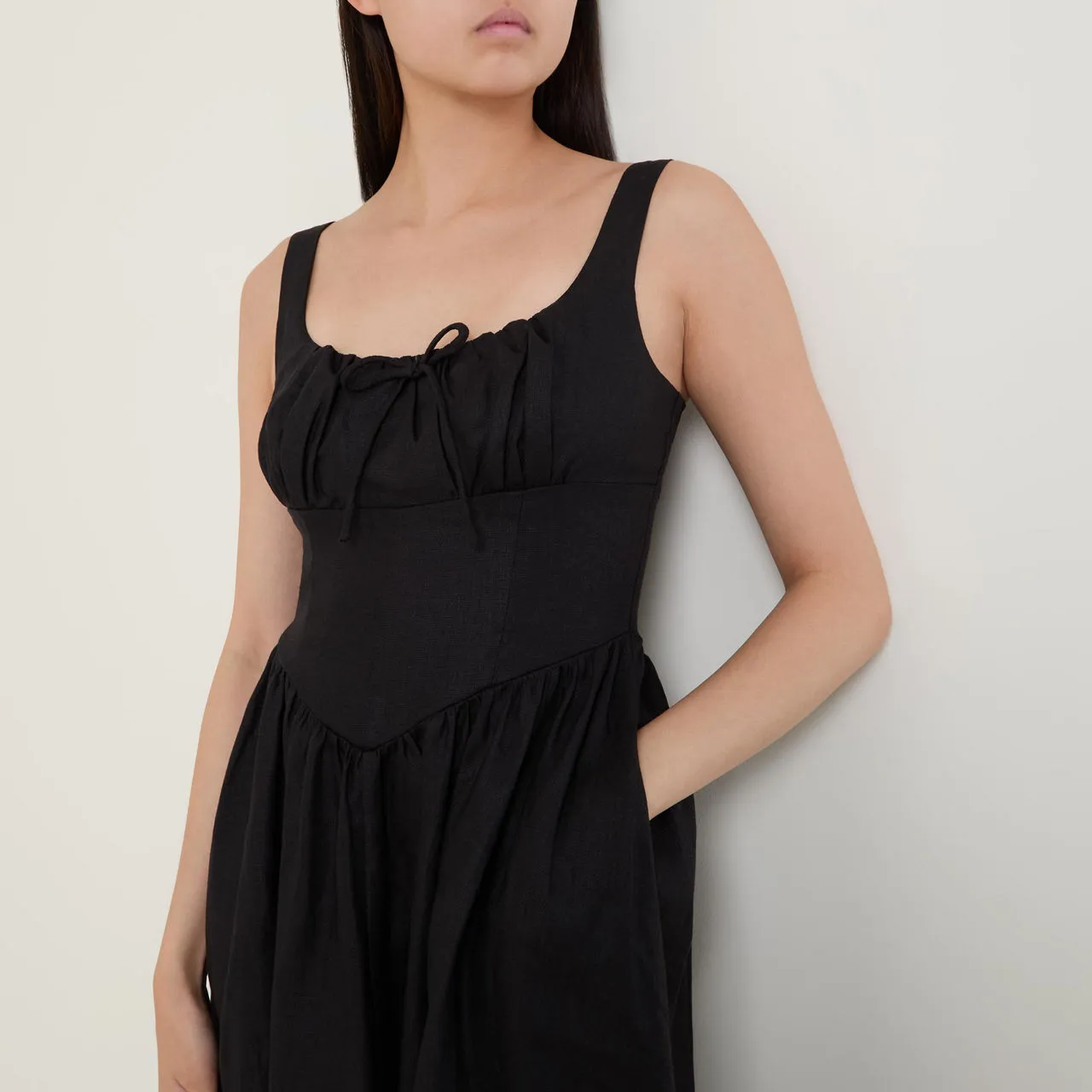 REFORMATION Balia Linen Dress - Black