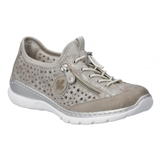 Rieker  Womens L32P6-90 Ice/Rose Metallic Lace-Up Trainers