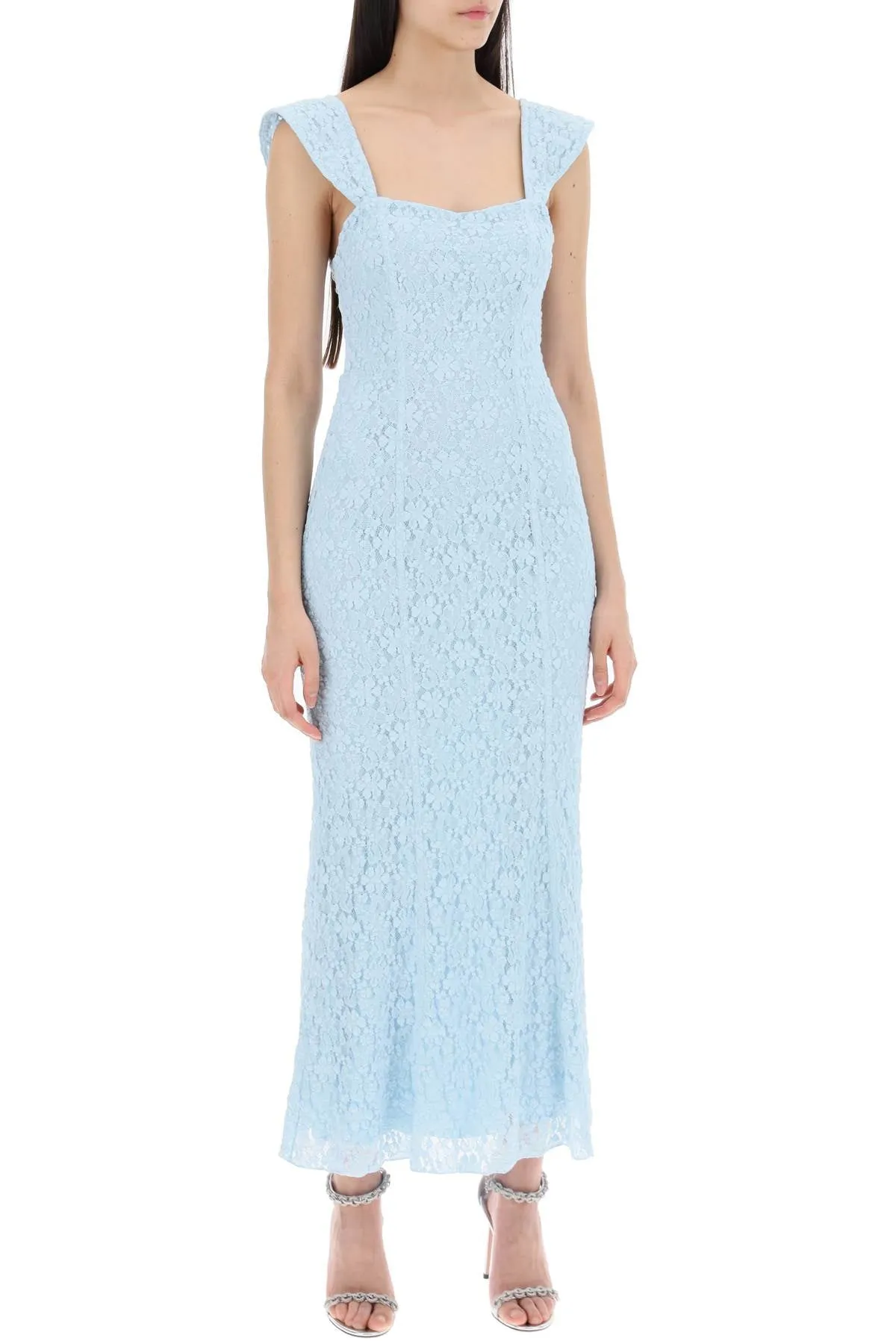 Rotate Maxi Lace Dress In Italian   Light Blue