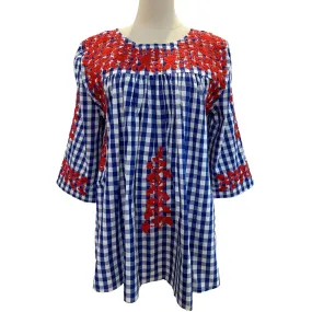 Royal Blue Buffalo Check + Red Saturday Blouse (size small only)