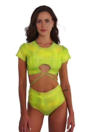 Saturn T Shirt Bikini Top - Limelight