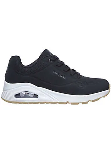 Skechers Womens Black Durabuck Uno Stand on Air Lace Up Trainers | Kaleidoscope