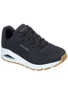 Skechers Womens Black Durabuck Uno Stand on Air Lace Up Trainers | Kaleidoscope