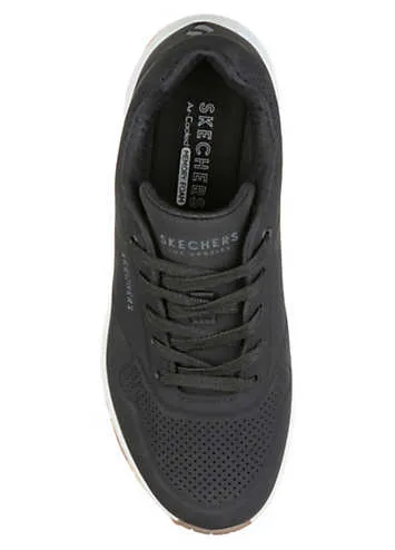 Skechers Womens Black Durabuck Uno Stand on Air Lace Up Trainers | Kaleidoscope