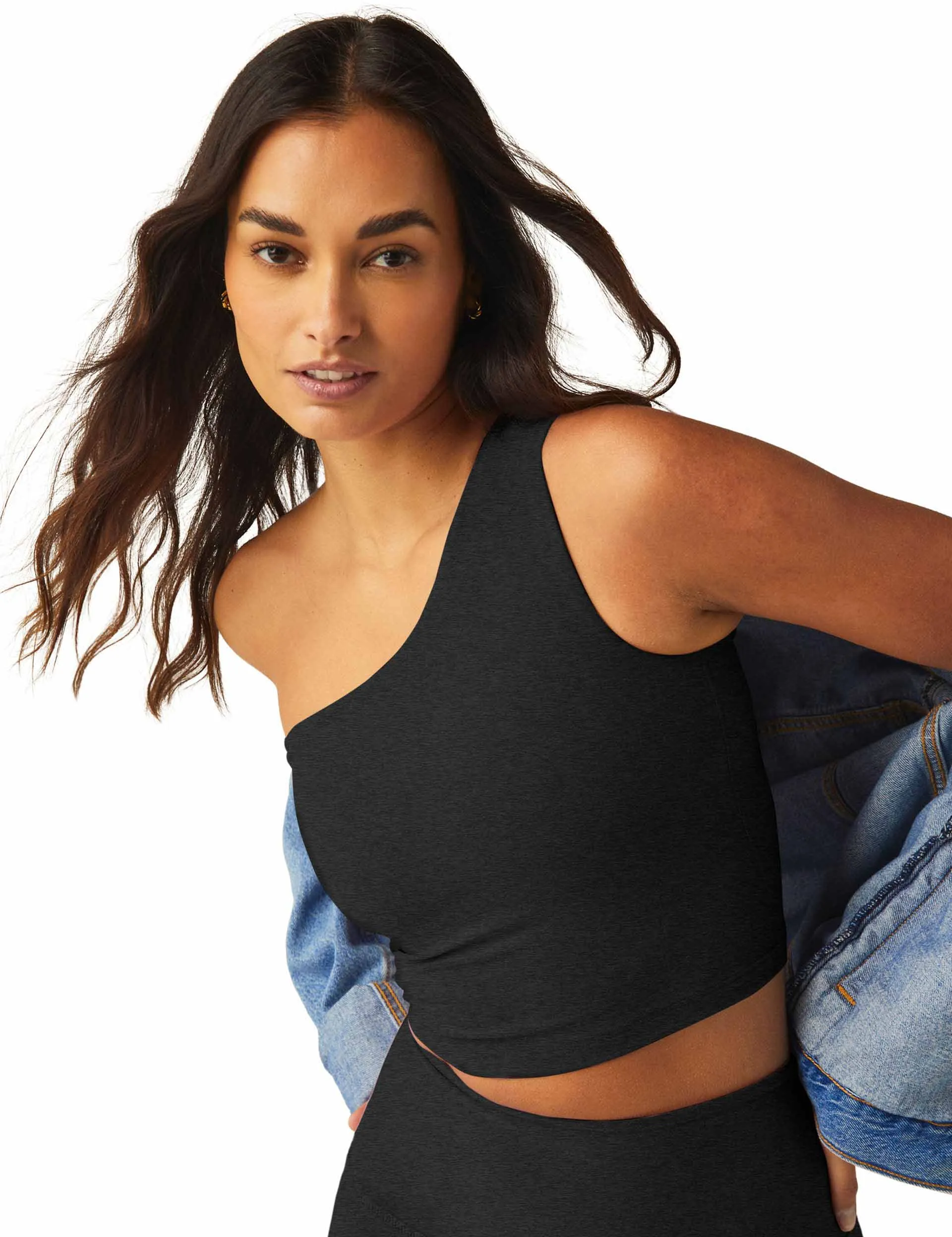 Spacedye The Bold Shoulder Cropped Tank - Darkest Night