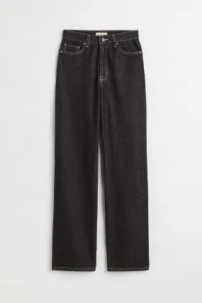 Straight High Jeans - High waist - Long - Black - Ladies | H&M GB