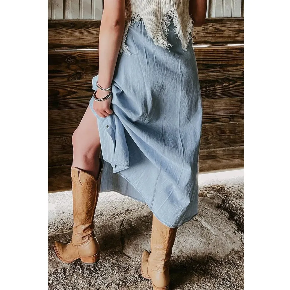 Sugar & Lace Womens Long Denim Skirt | Shop Online