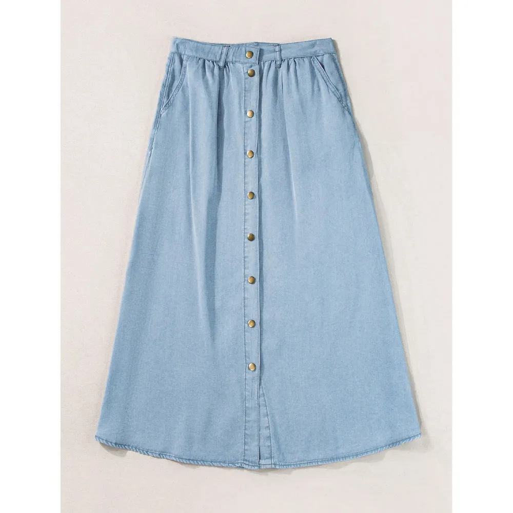 Sugar & Lace Womens Long Denim Skirt | Shop Online