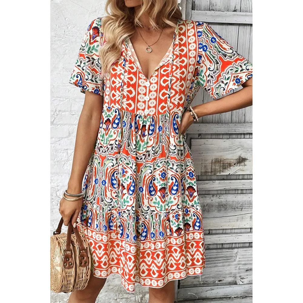 Sugar & Lace Womens Orange Bohemian Dress | Shop Online