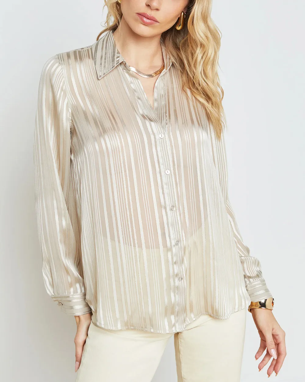 Taupe Stripe Argo Blouse