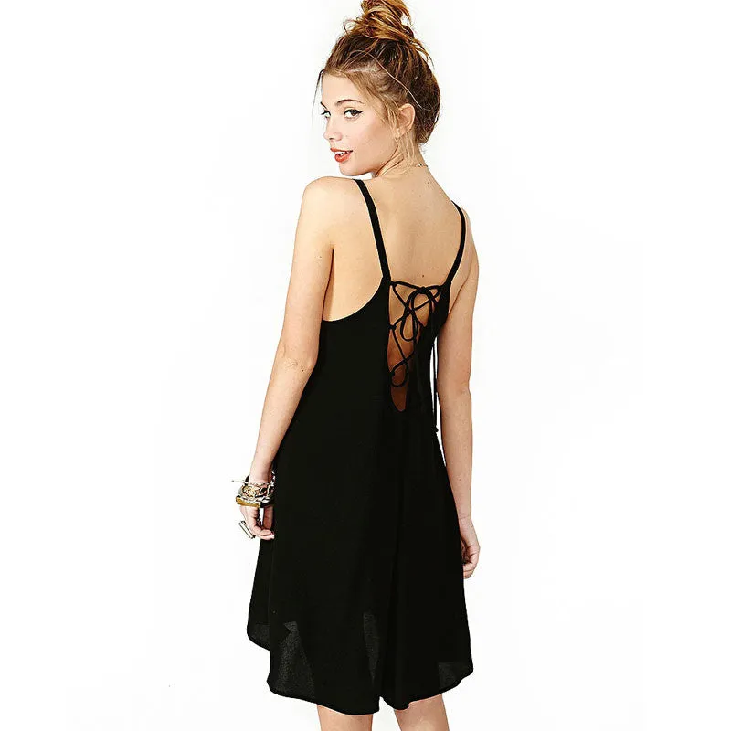 Vestido de festa Women Elegant Off The Shoulder Cross Backless Black Dress Feida