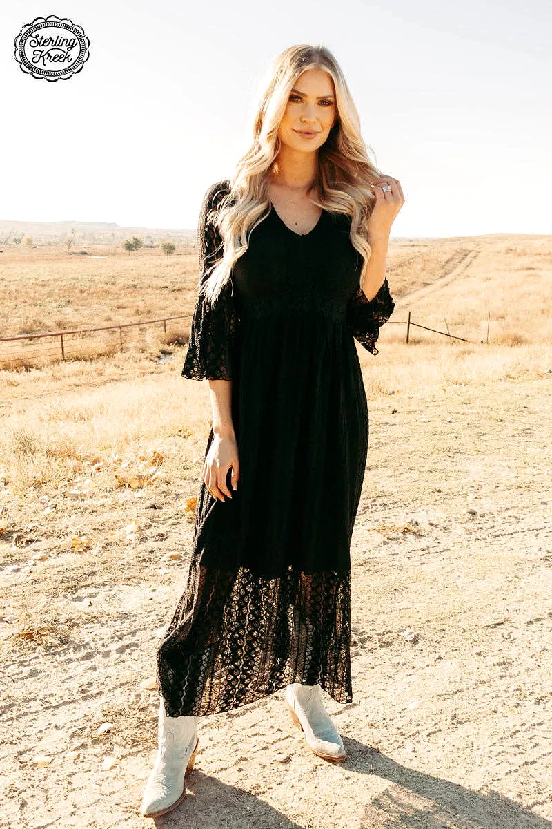 Victorian Lace Maxi Dress-Black