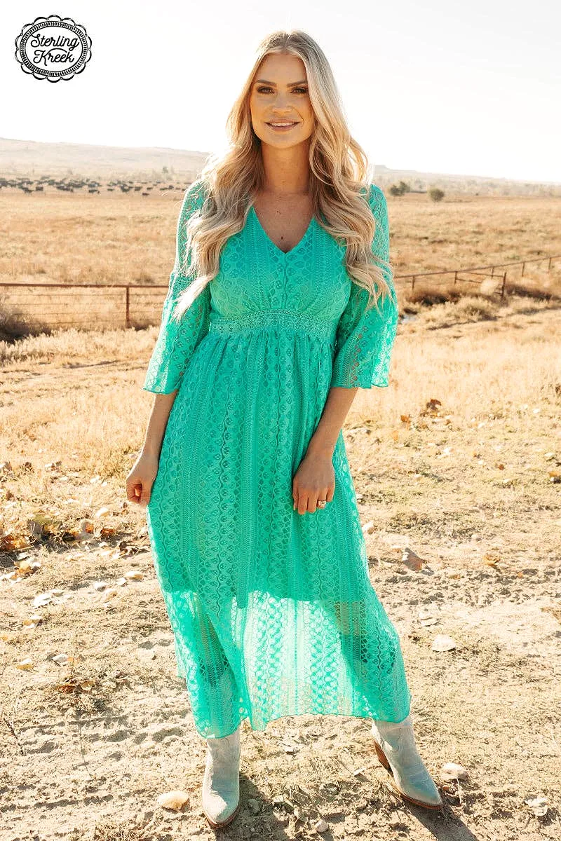 Victorian Lace Maxi Dress Turquoise: Turquoise