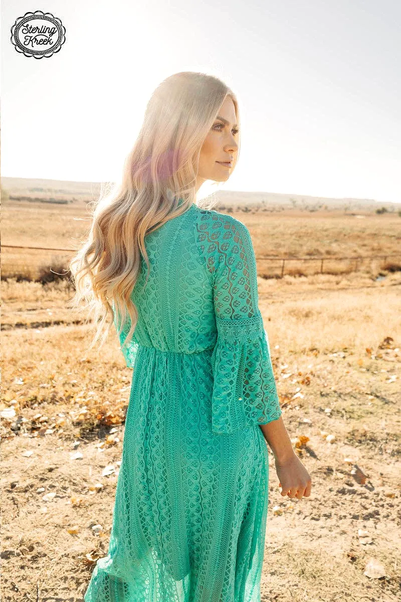 Victorian Lace Maxi Dress Turquoise: Turquoise