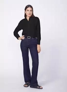 Voile Elastic Back Cropped Shirt in Black