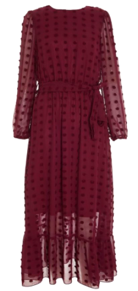 Wine Sleeved Midaxi Dress