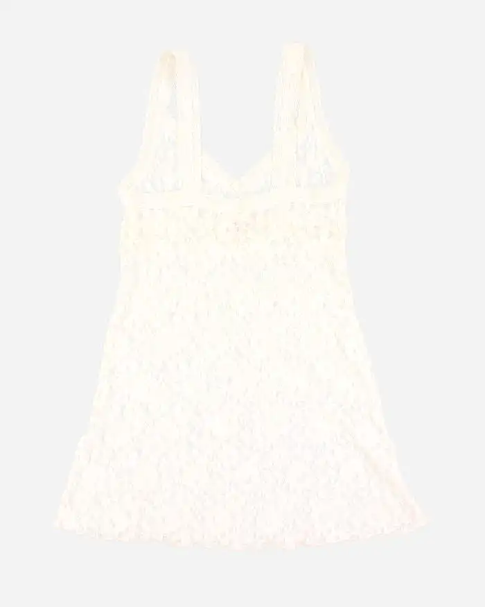 Woman's Cream Lace Slip Dress  - M