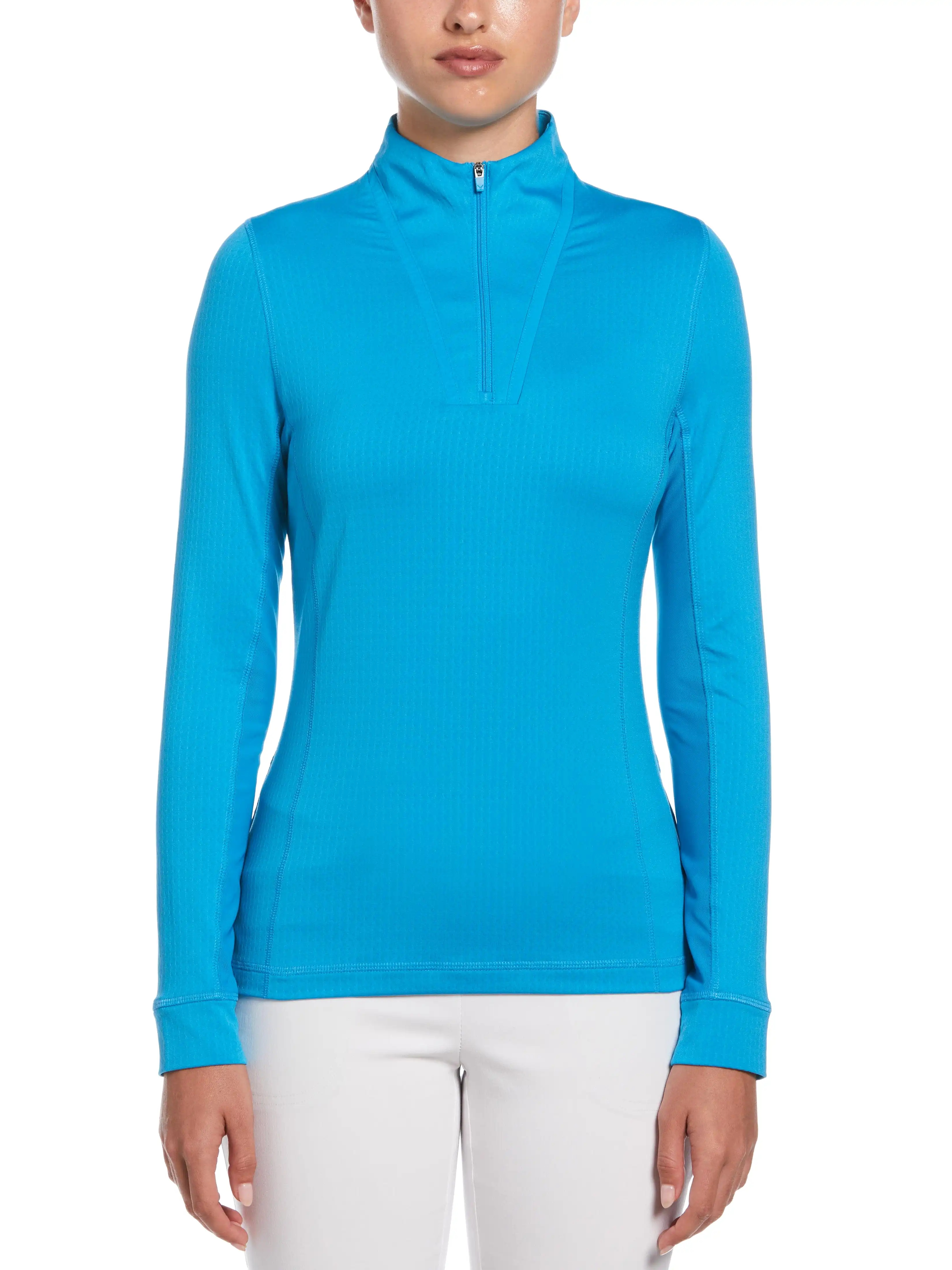 Womens 1/4 Zip Seams Long Sleeve Top