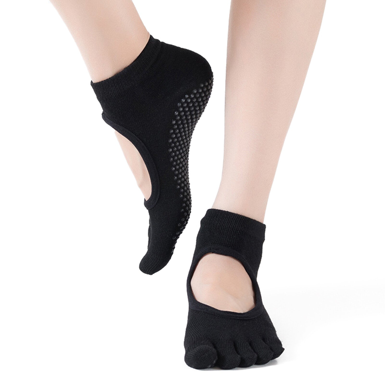 Women's Pure Cotton Breathable Sweat Absorbing Anti-Motor Yoga Socks Backless Open Toe Yoga Socks