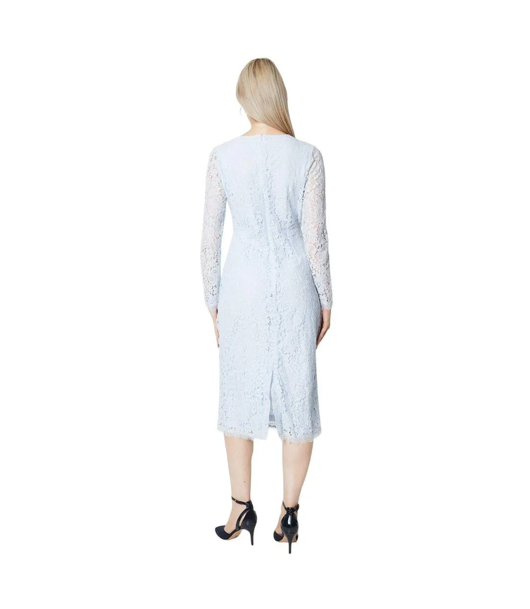 Womens/ladies lace long-sleeved pencil dress powder blue Principles