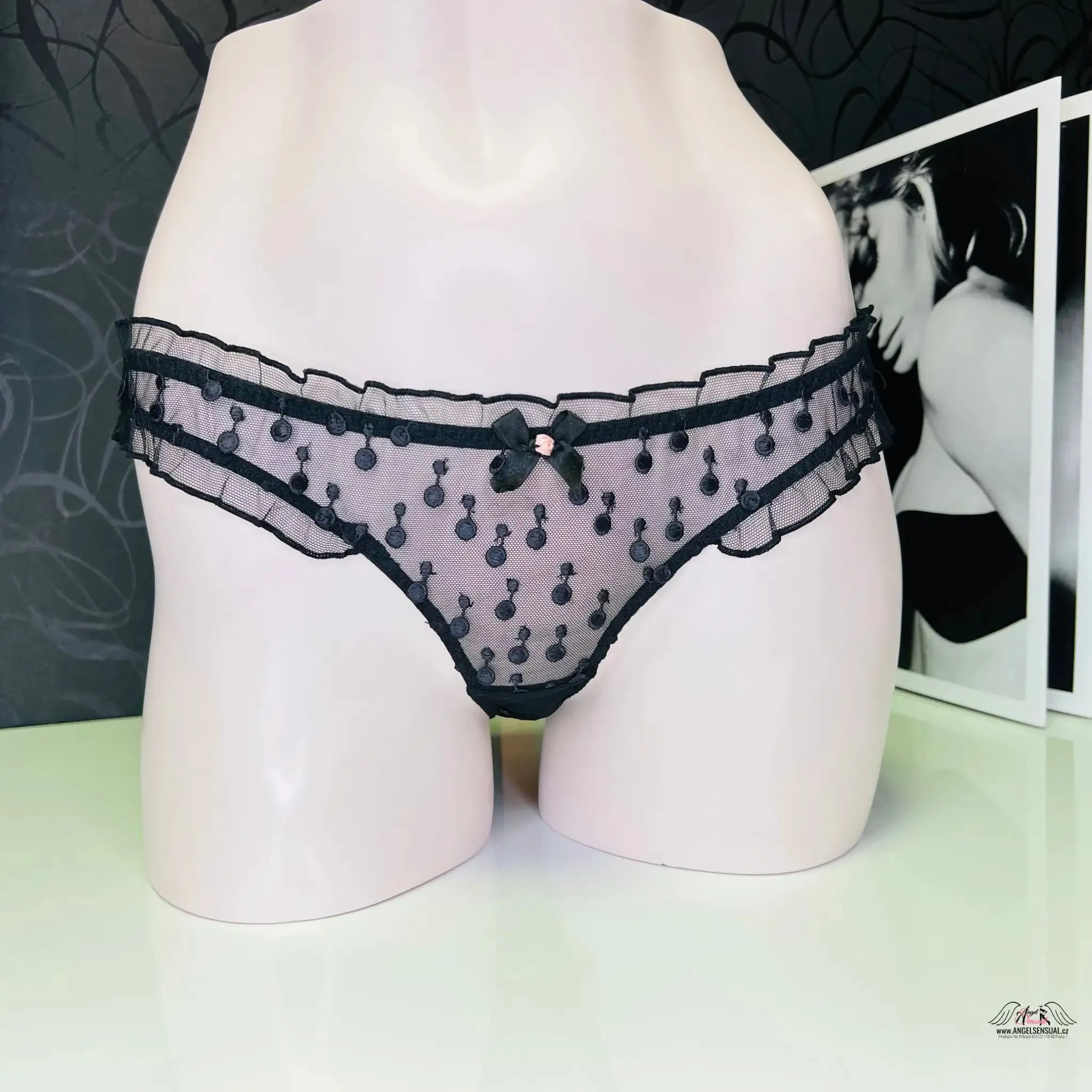 Zazou Black Spotted Lace Brief