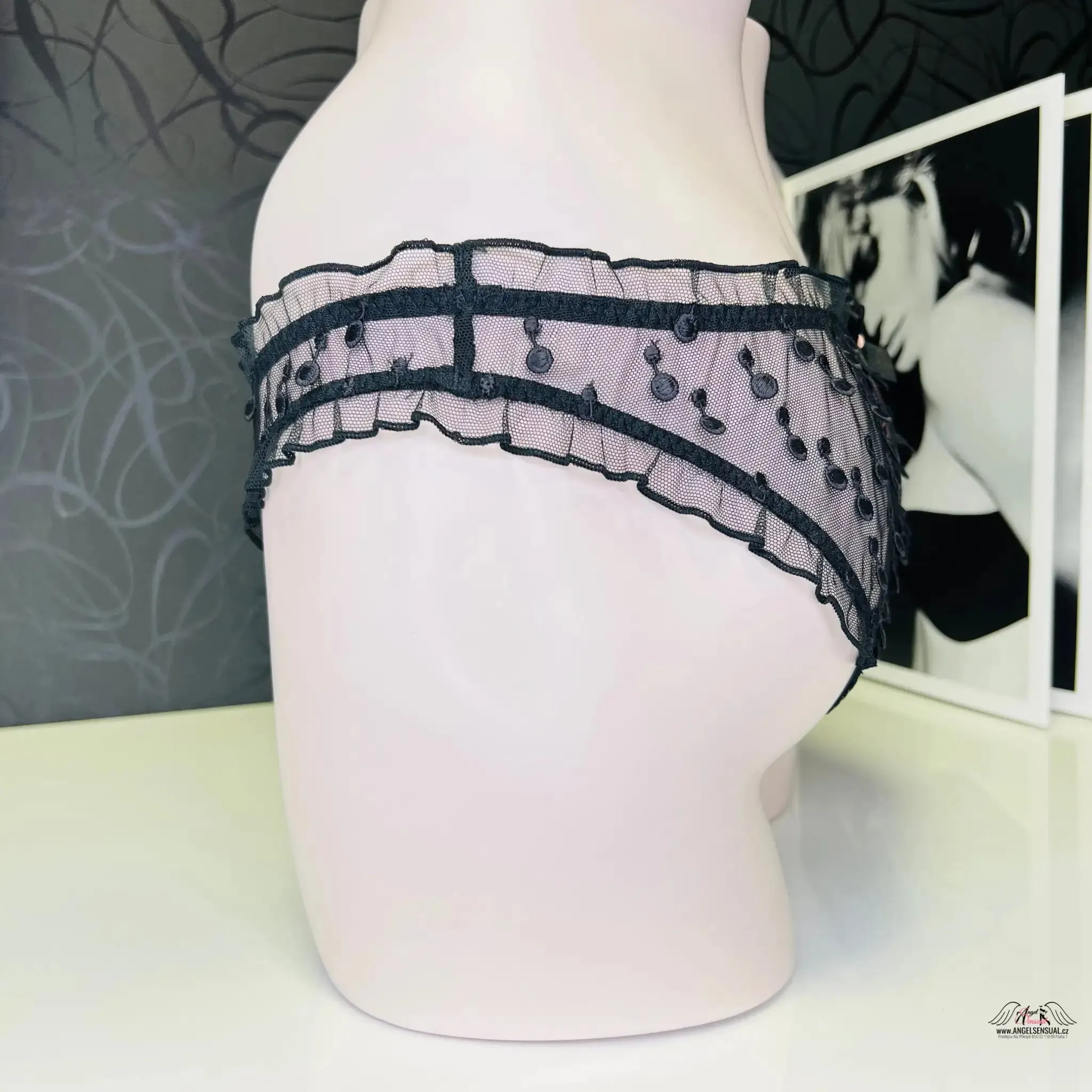 Zazou Black Spotted Lace Brief